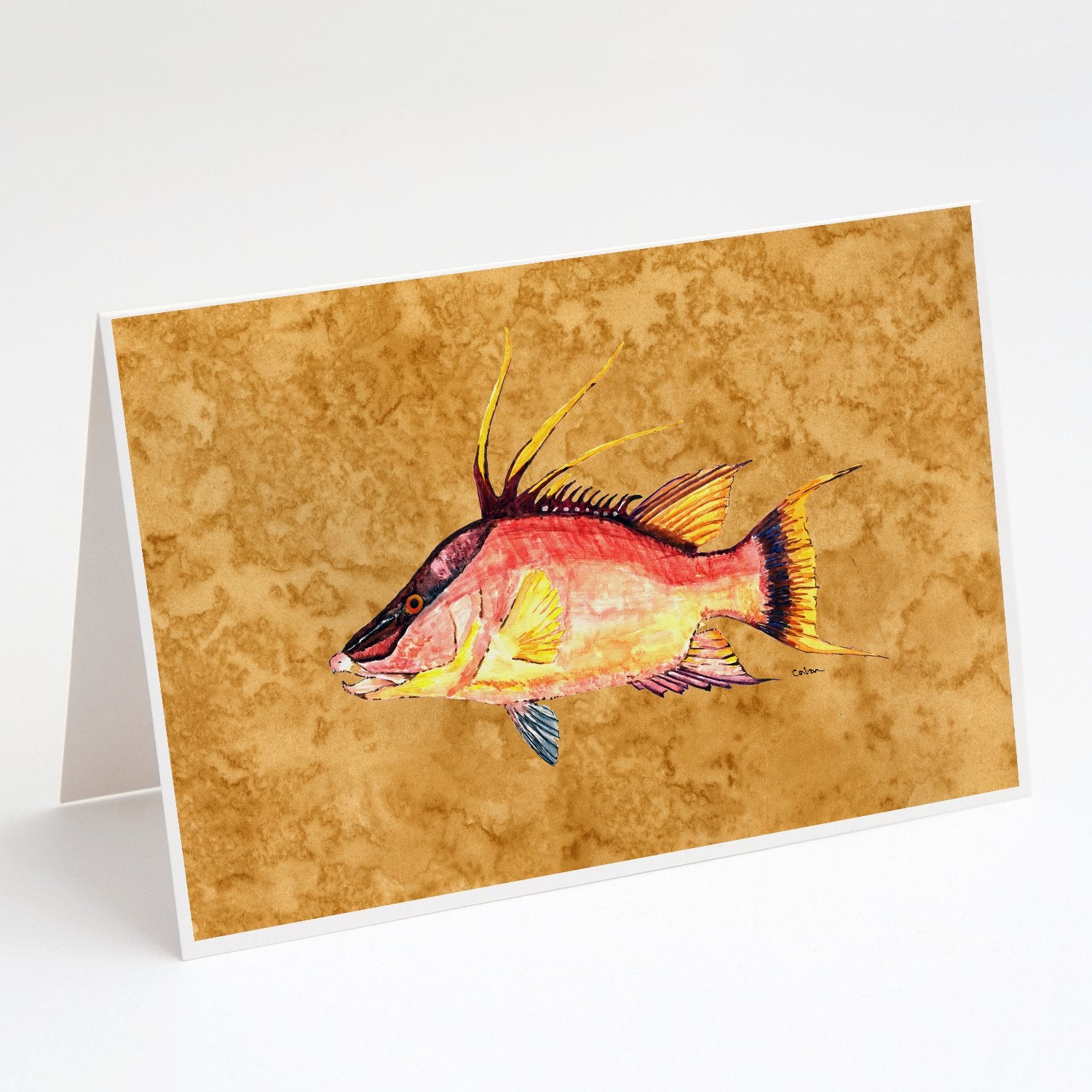 Buy this Hog Snapper on Gold Greeting Cards and Envelopes Pack of 8