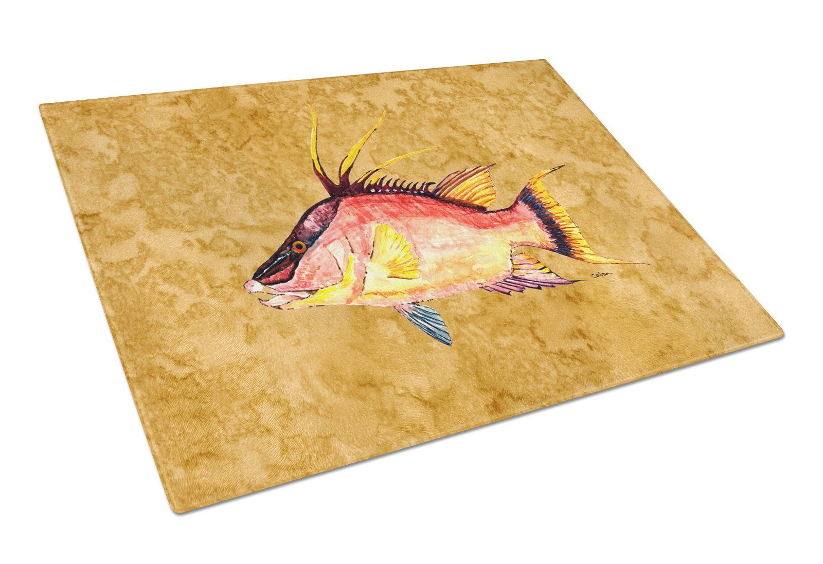 Hog Snapper on Gold Glass Cutting Board Large 8751LCB by Caroline's Treasures