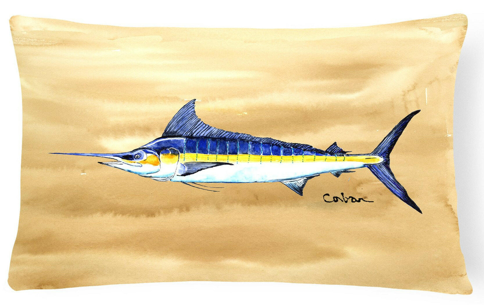 Swordfish on Sandy Beach Canvas Fabric Decorative Pillow 8754PW1216 by Caroline's Treasures