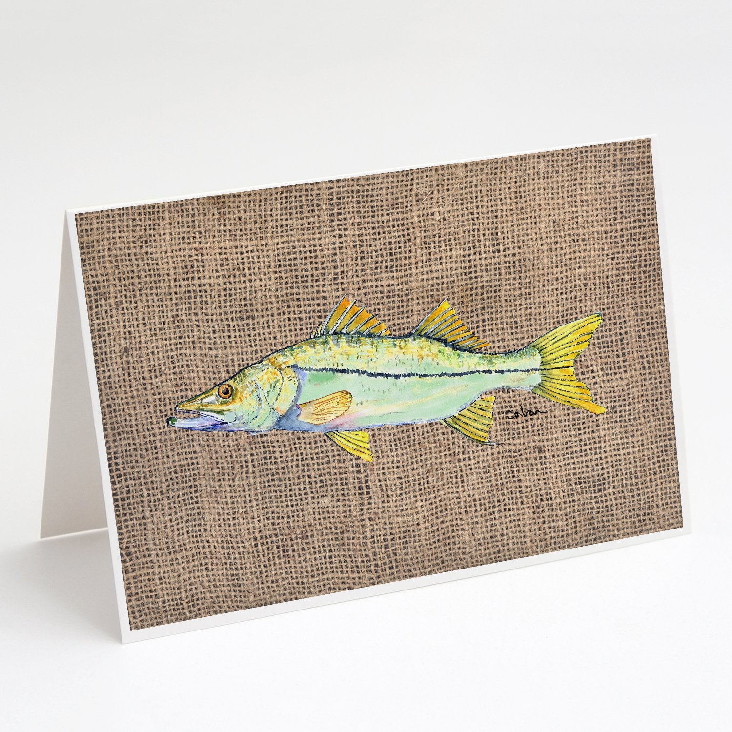 Buy this Fish - Snook Faux Burlap Greeting Cards and Envelopes Pack of 8