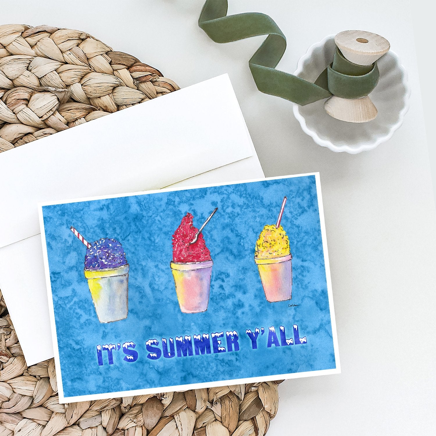 Snowballs and Snowcones Summer Greeting Cards and Envelopes Pack of 8 - the-store.com