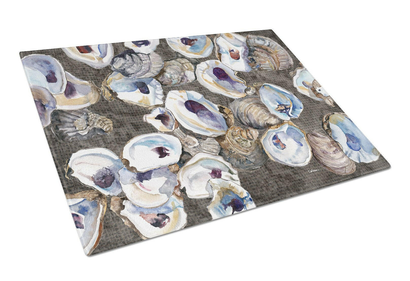 Oysters Glass Cutting Board Large by Caroline's Treasures