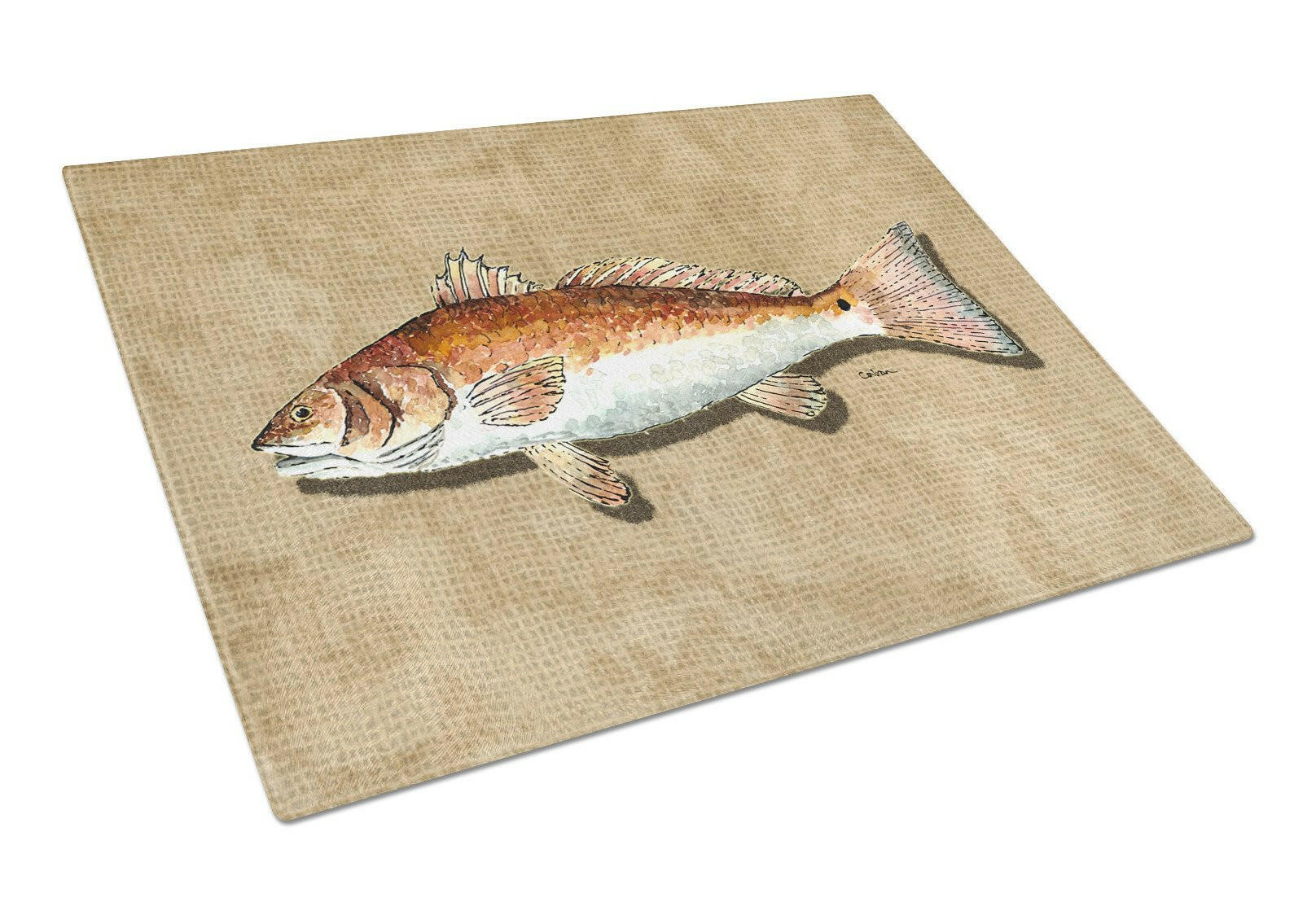 Red Fish Glass Cutting Board Large by Caroline's Treasures