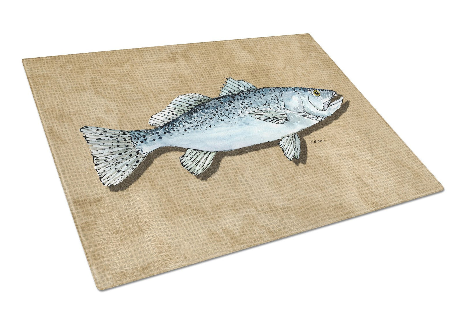 Speckled Trout Glass Cutting Board Large by Caroline's Treasures