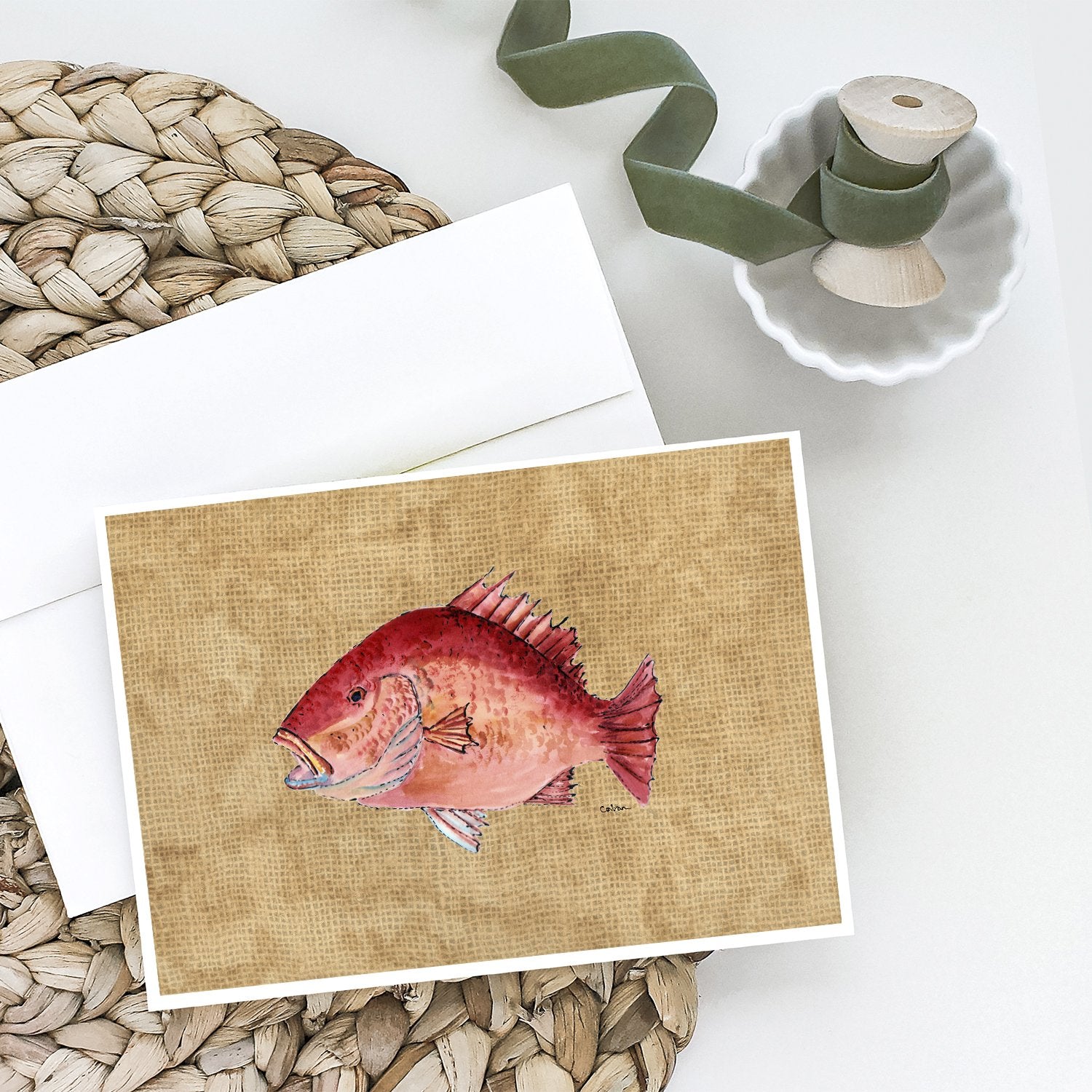 Strawberry Snapper Greeting Cards and Envelopes Pack of 8 - the-store.com