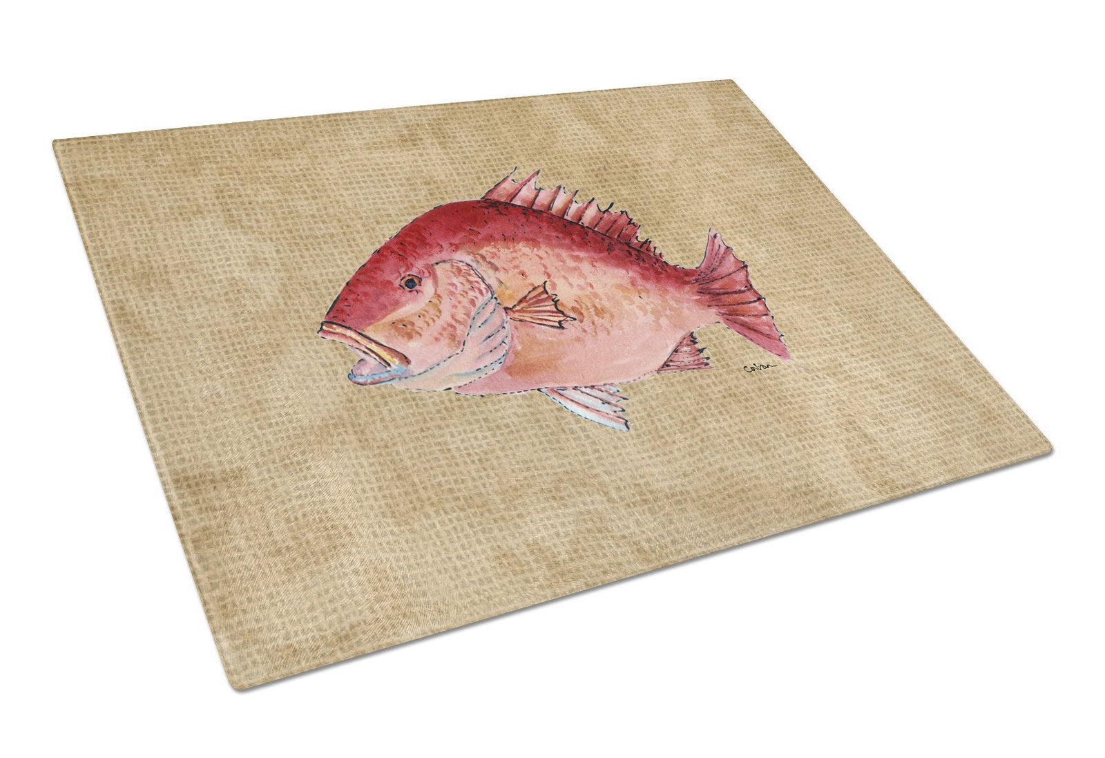 Strawberry Snapper Glass Cutting Board Large by Caroline's Treasures