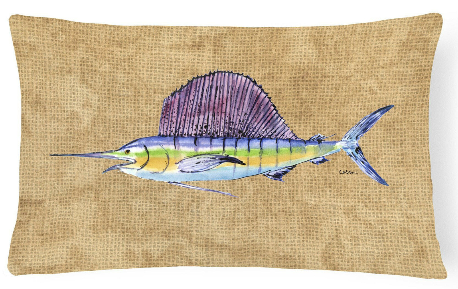 Swordfish   Canvas Fabric Decorative Pillow by Caroline's Treasures