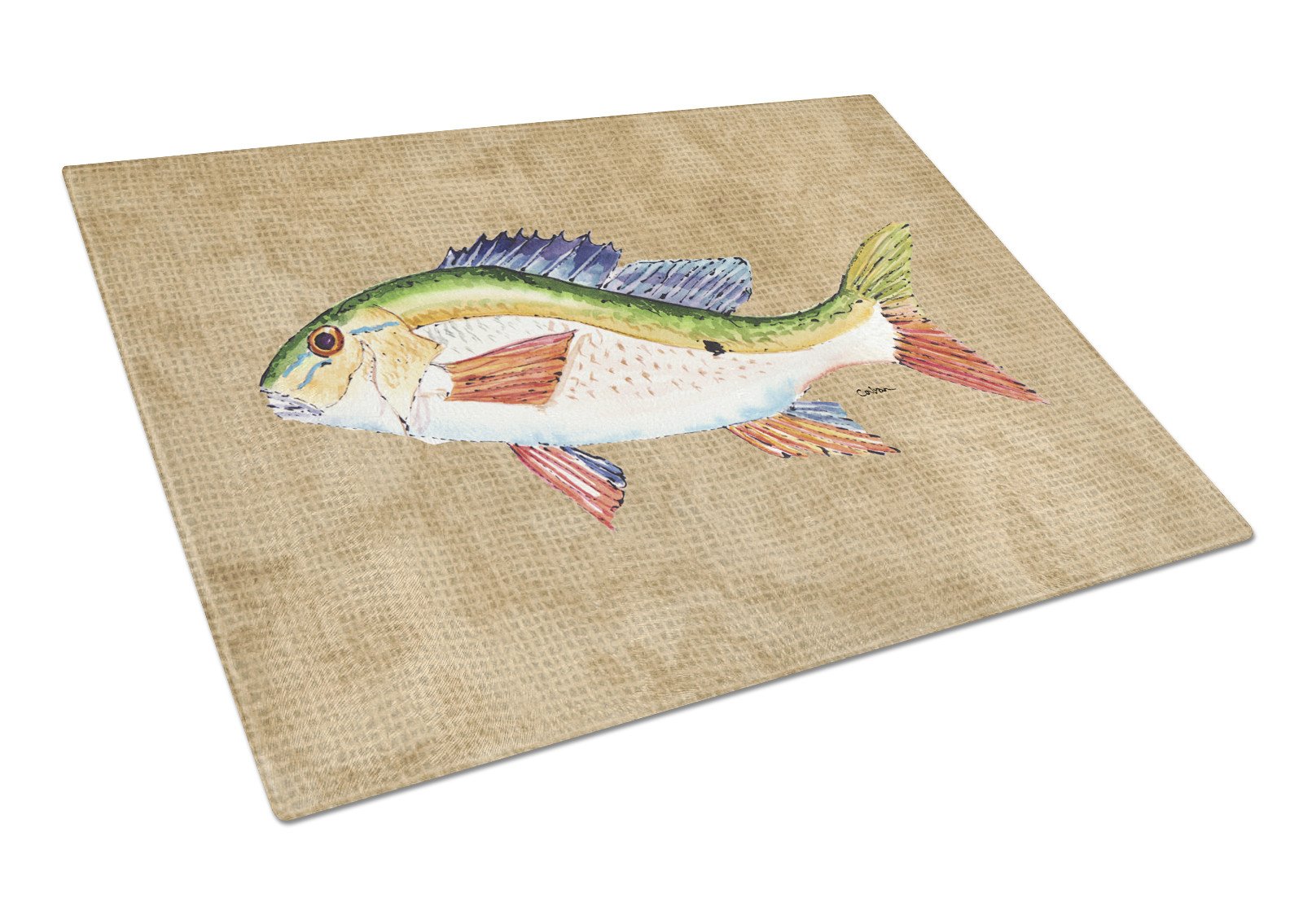 Rainbow Trout Glass Cutting Board Large by Caroline's Treasures
