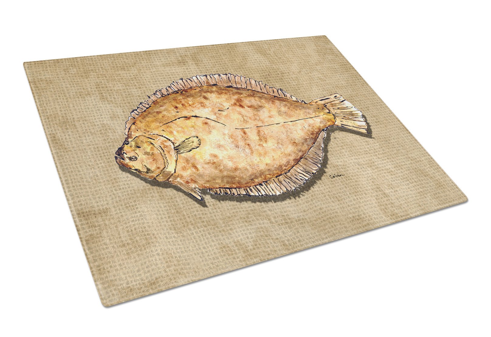 Flounder Glass Cutting Board Large by Caroline's Treasures