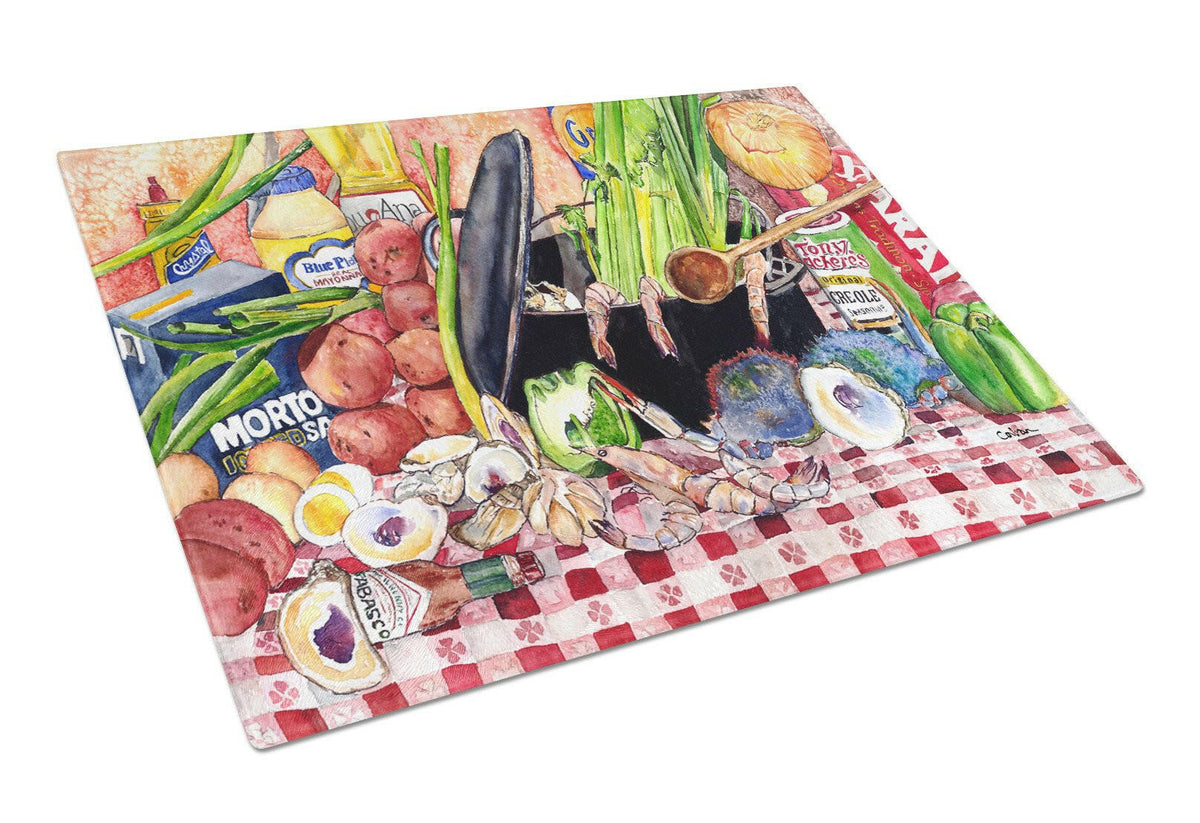Gumbo and Potato Salad  Glass Cutting Board Large by Caroline&#39;s Treasures
