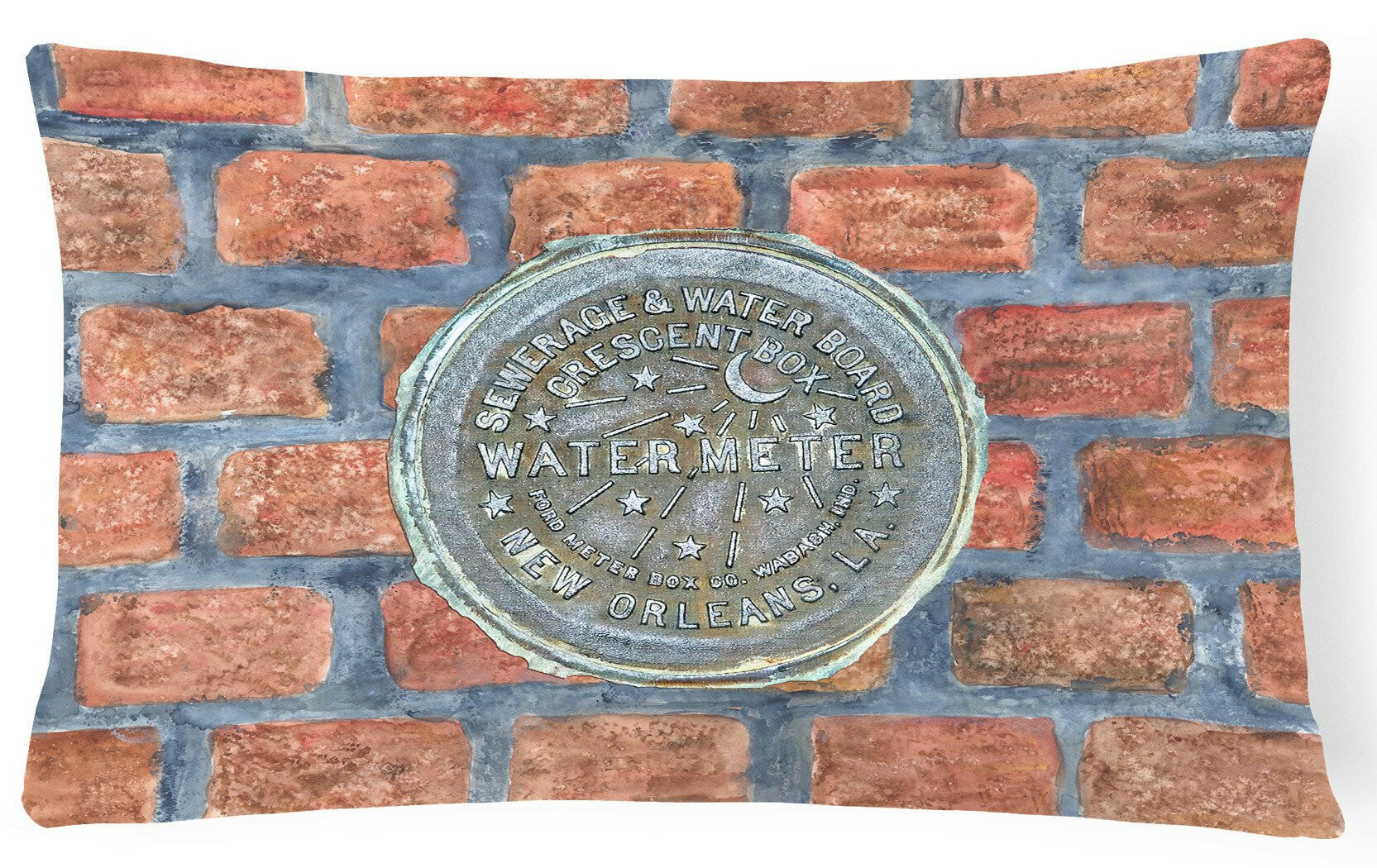 New Orleans Watermeter on Bricks   Canvas Fabric Decorative Pillow by Caroline's Treasures