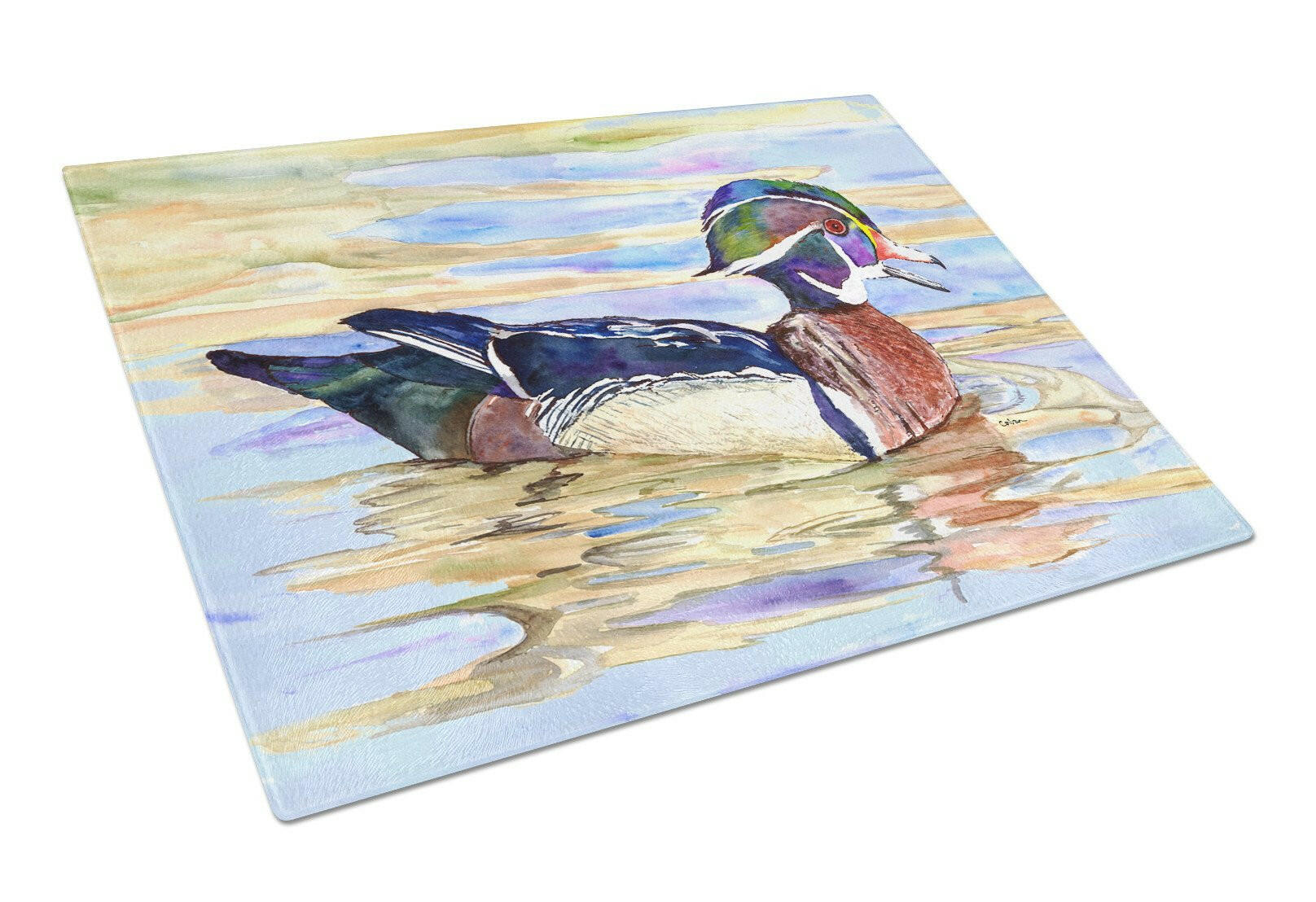 Wood Duck Glass Cutting Board Large by Caroline's Treasures