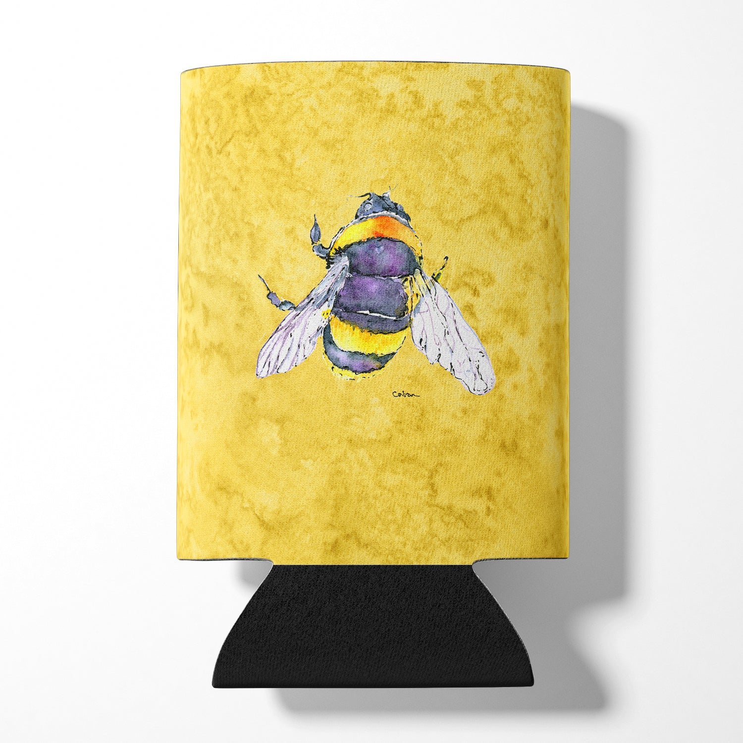 Bee on Yellow Can or Bottle Beverage Insulator Hugger.