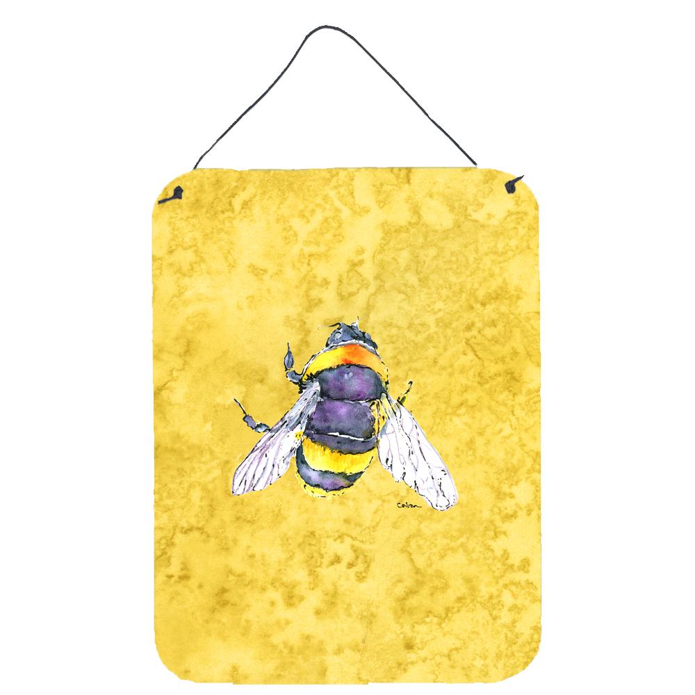 Bee on Yellow Aluminium Metal Wall or Door Hanging Prints by Caroline's Treasures