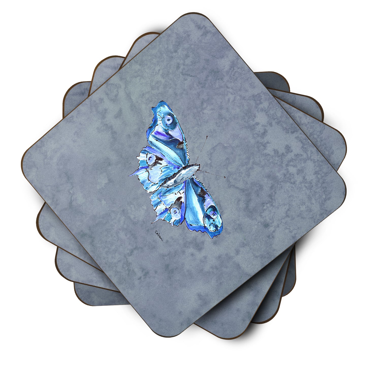 Set of 4 Butterfly on Gray Foam Coasters - the-store.com