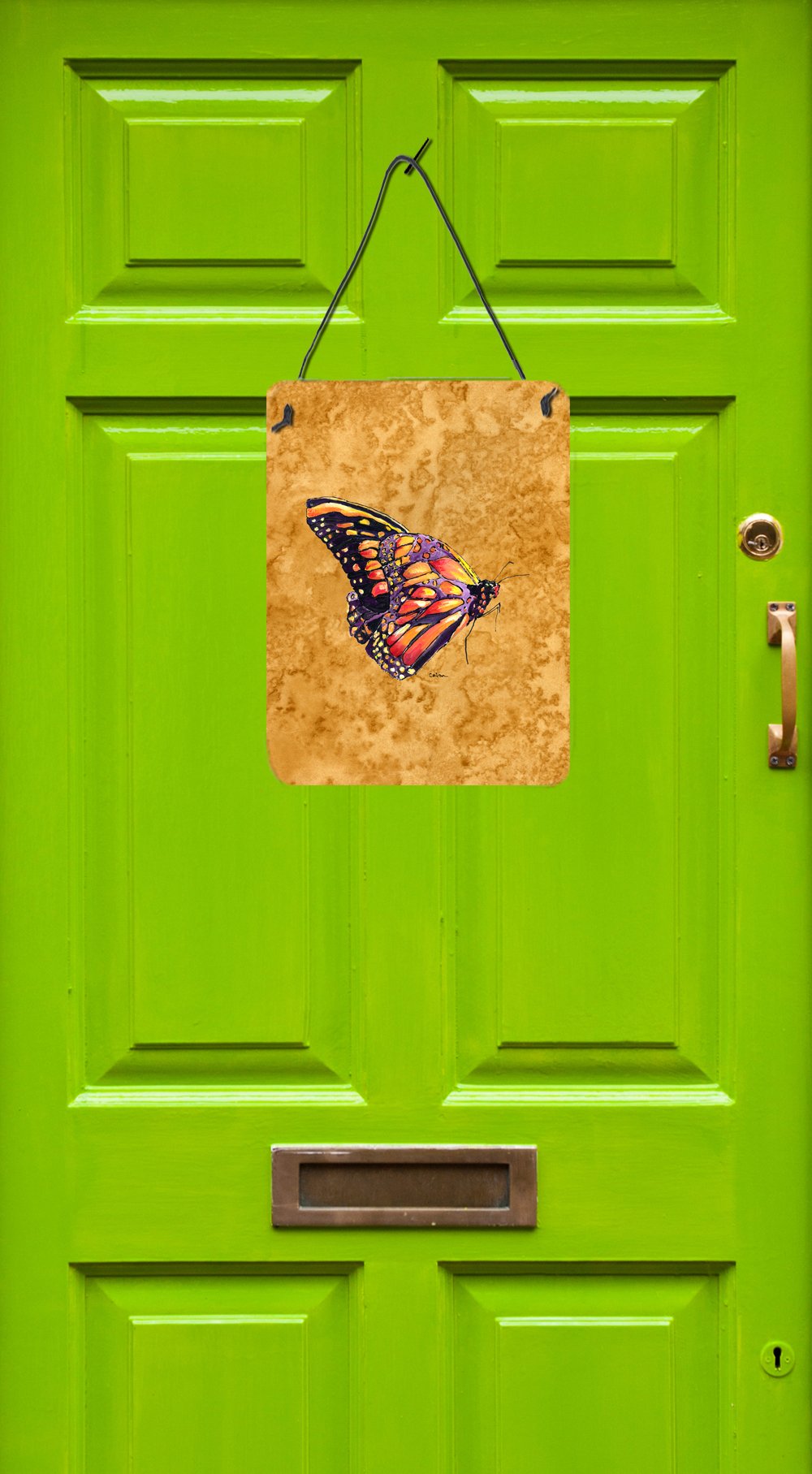 Butterfly on Gold Aluminium Metal Wall or Door Hanging Prints by Caroline's Treasures