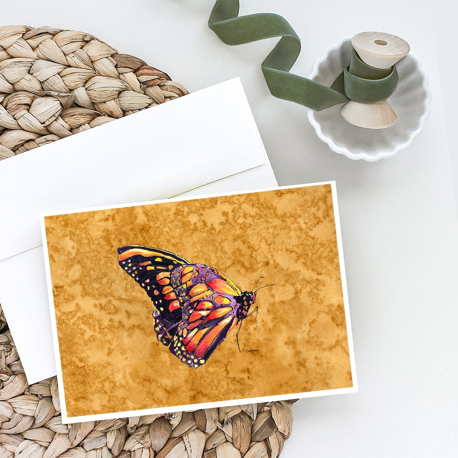Buy this Butterfly on Gold Greeting Cards and Envelopes Pack of 8