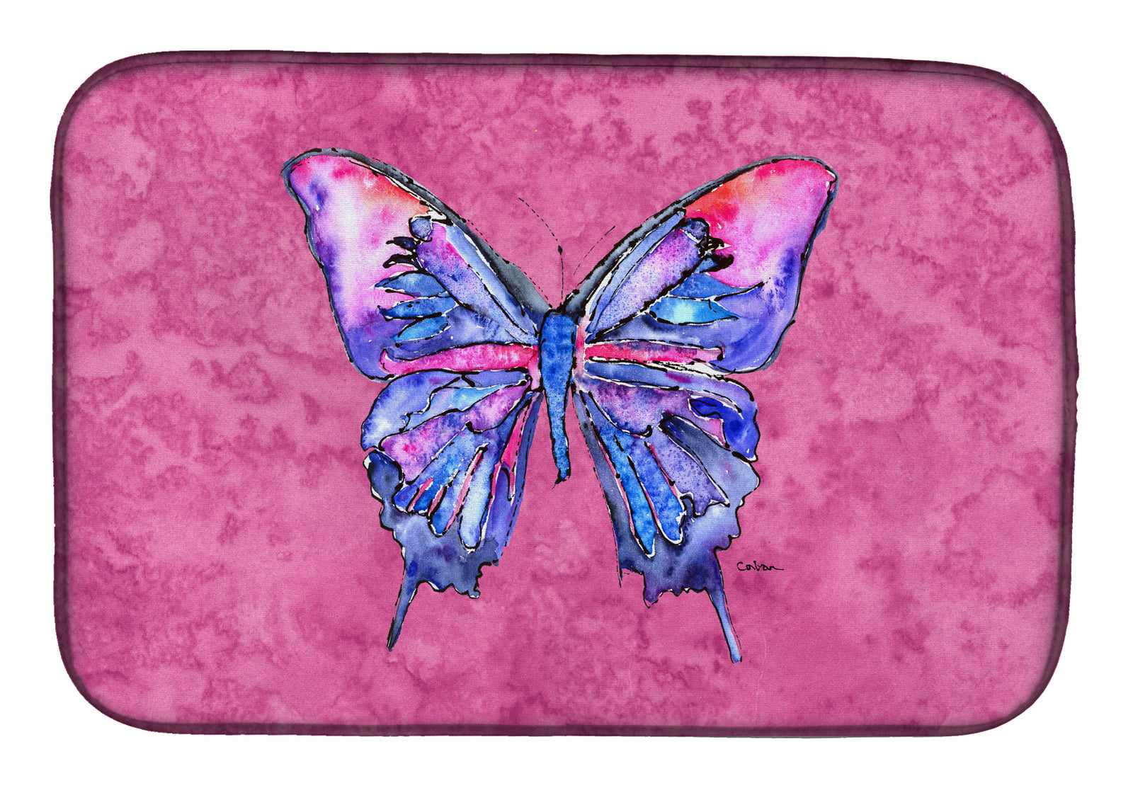 Butterfly on Pink Dish Drying Mat 8859DDM