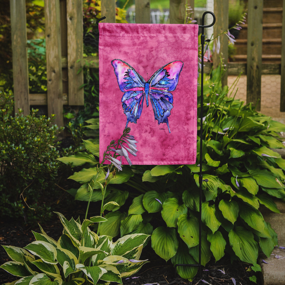 Butterfly on Pink Flag Garden Size.