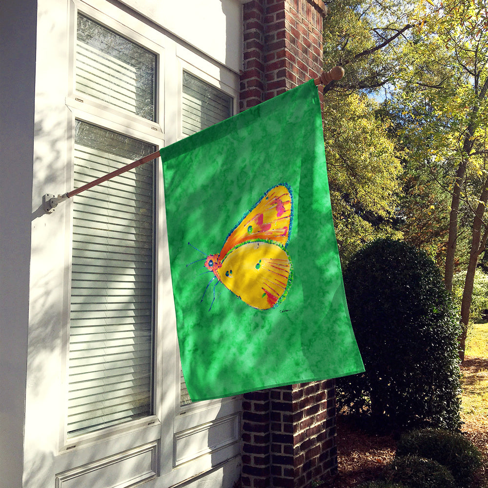 Butterfly Orange on Green Flag Canvas House Size