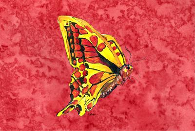 Butterfly on Red Fabric Placemat by Caroline's Treasures
