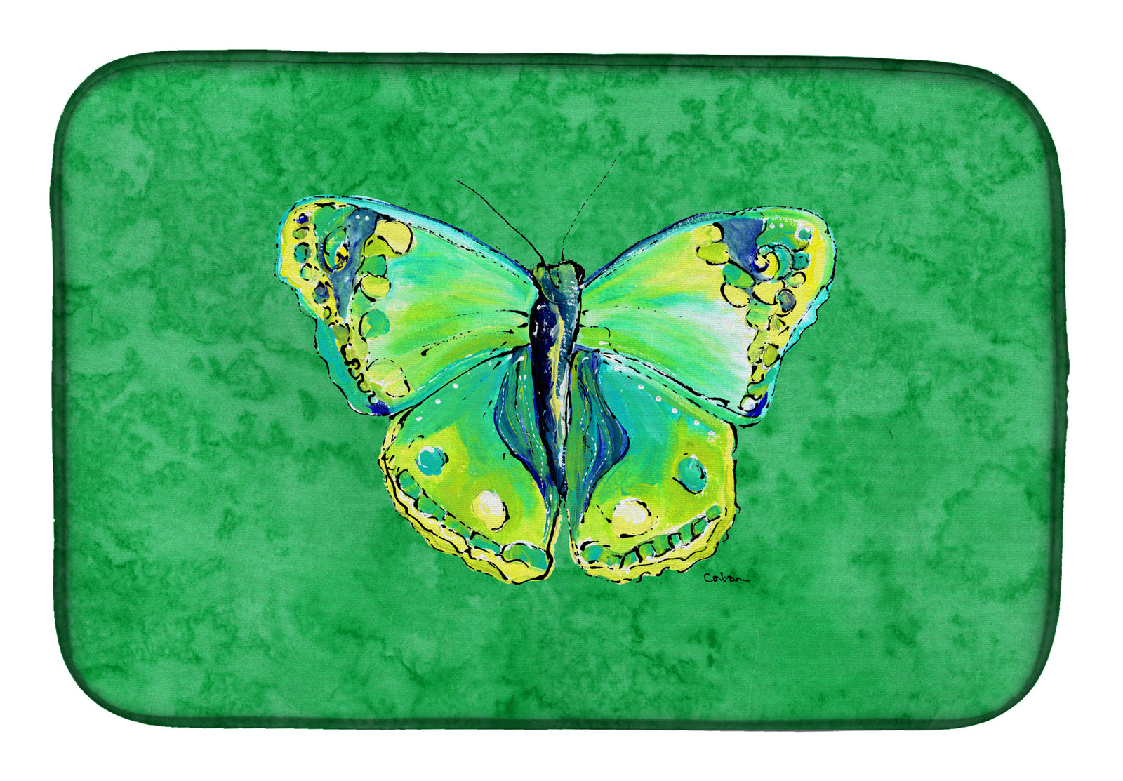 Butterfly Green on Green Dish Drying Mat 8863DDM