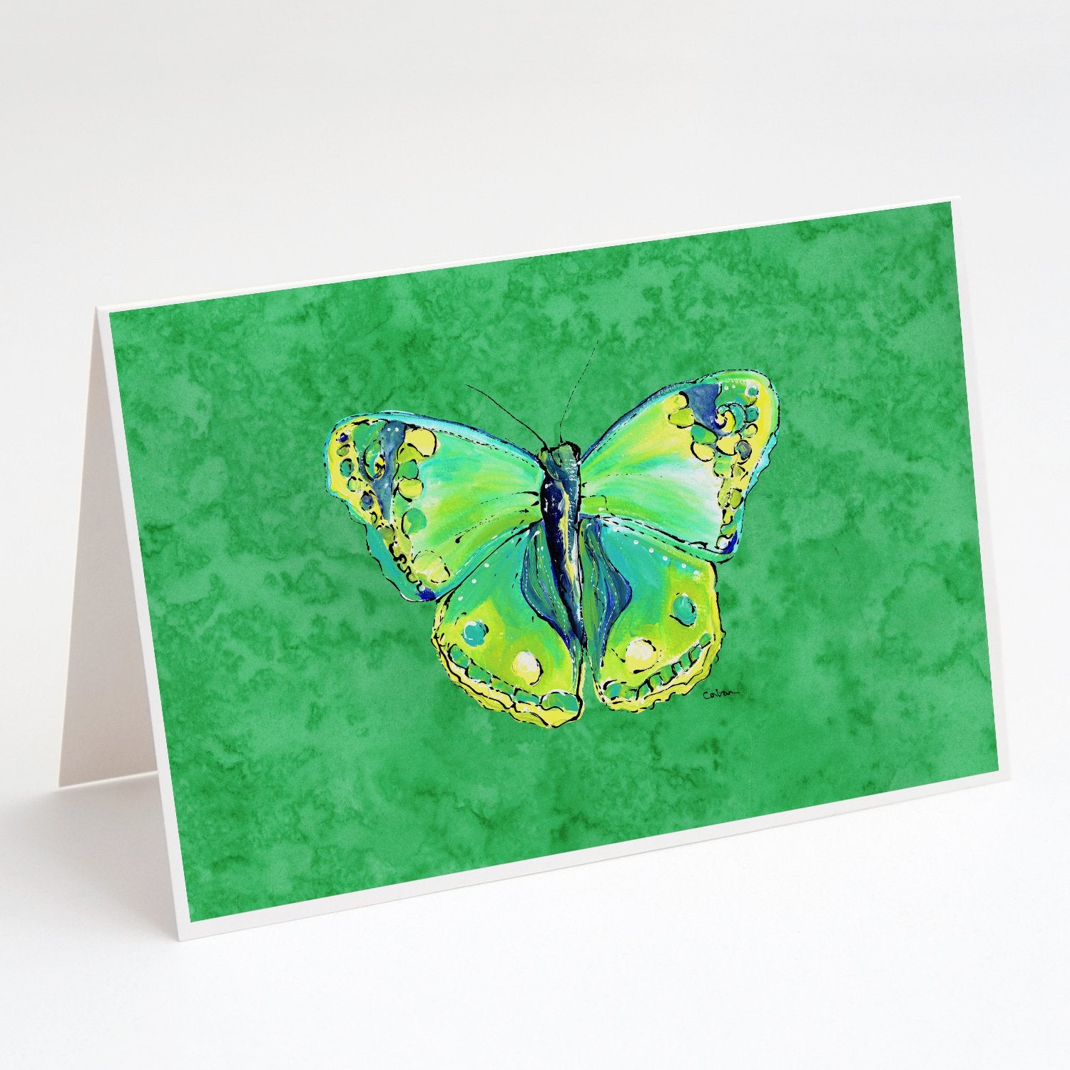 Buy this Butterfly Green on Green Greeting Cards and Envelopes Pack of 8