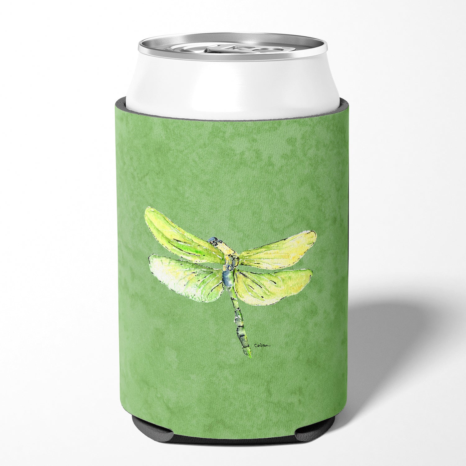 Dragonfly on Avacado Can or Bottle Beverage Insulator Hugger.