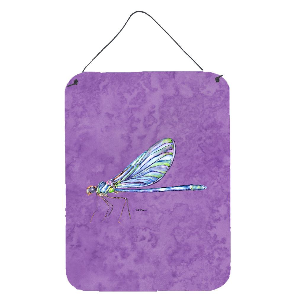 Dragonfly on Purple Aluminium Metal Wall or Door Hanging Prints by Caroline&#39;s Treasures