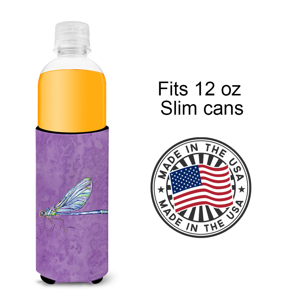 Dragonfly on Purple Ultra Beverage Insulators for slim cans 8865MUK.