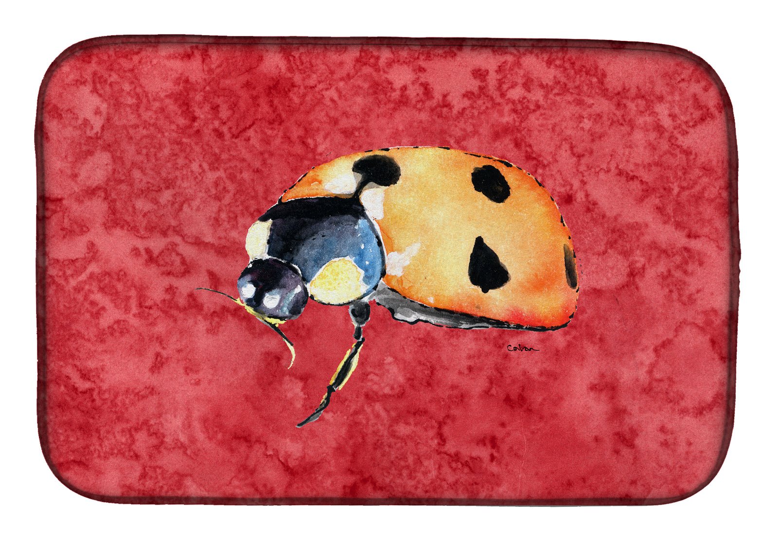 Lady Bug on Red Dish Drying Mat 8869DDM
