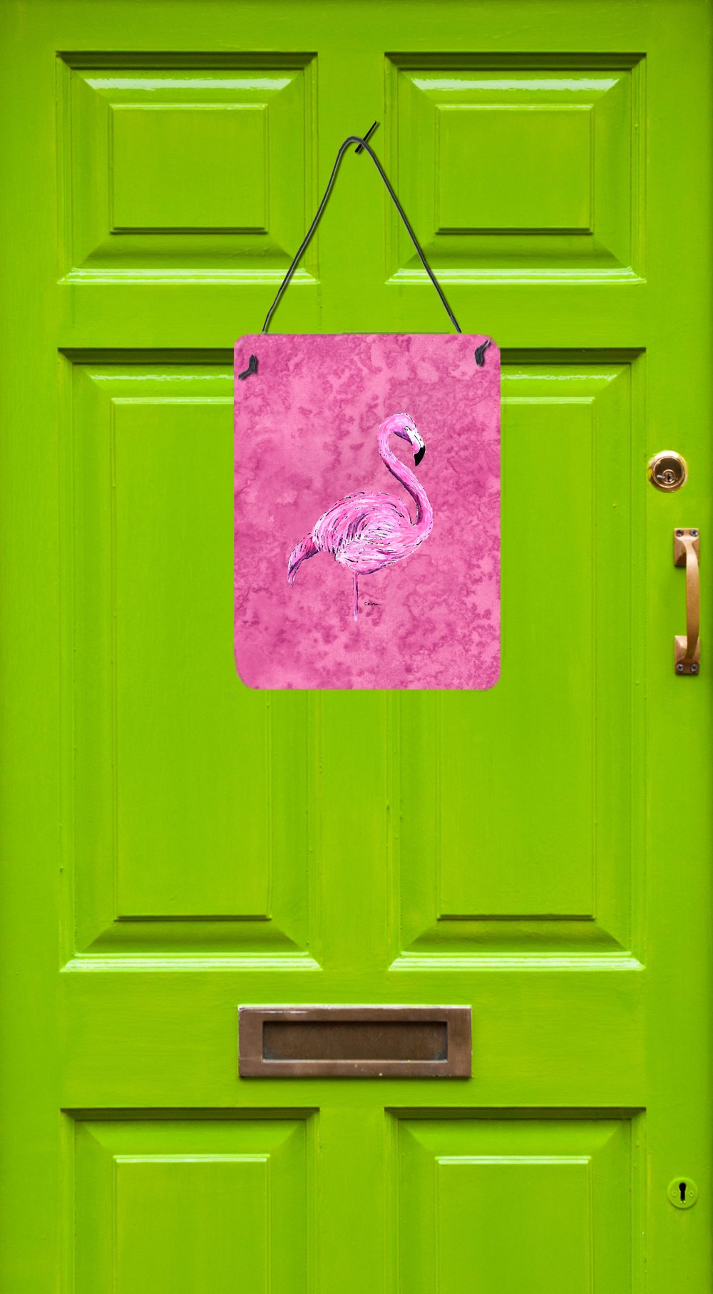 Flamingo on Pink Aluminium Metal Wall or Door Hanging Prints by Caroline's Treasures