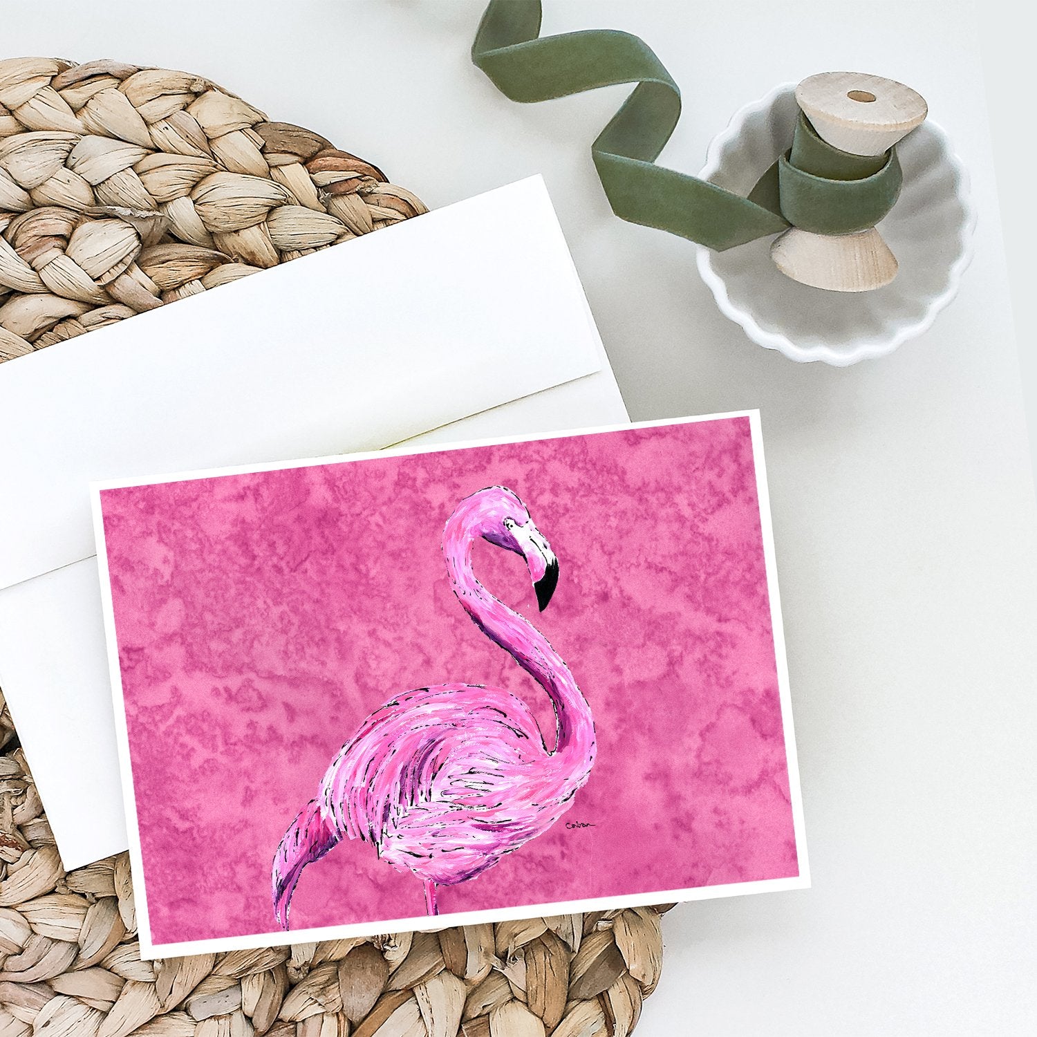 Buy this Flamingo on Pink Greeting Cards and Envelopes Pack of 8
