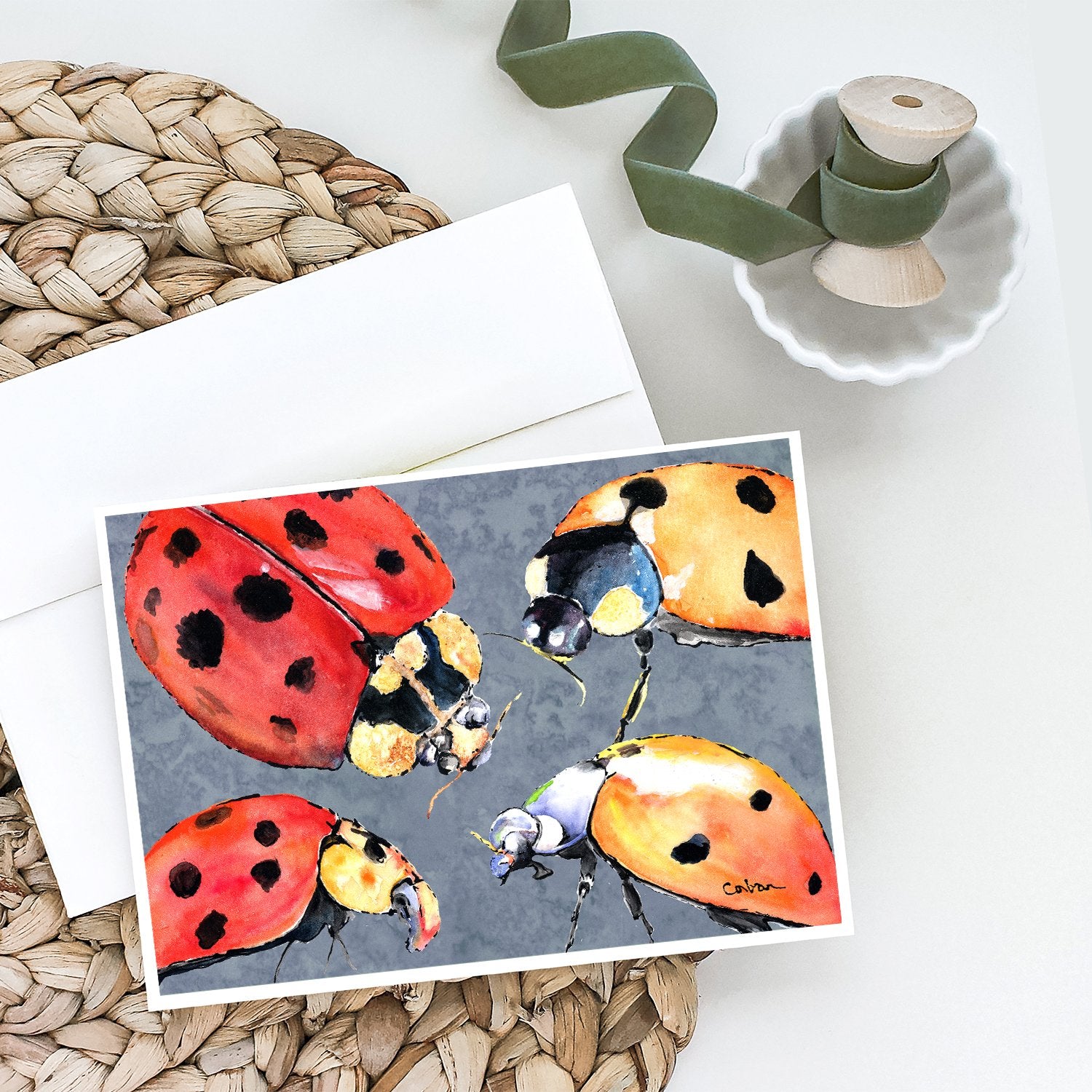Lady Bug Multiple Greeting Cards and Envelopes Pack of 8 - the-store.com