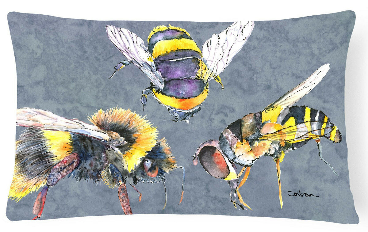 Bee Bees Times Three   Canvas Fabric Decorative Pillow by Caroline&#39;s Treasures