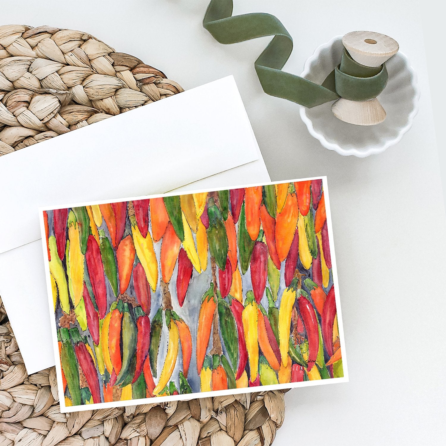 Hot Peppers Greeting Cards and Envelopes Pack of 8 - the-store.com