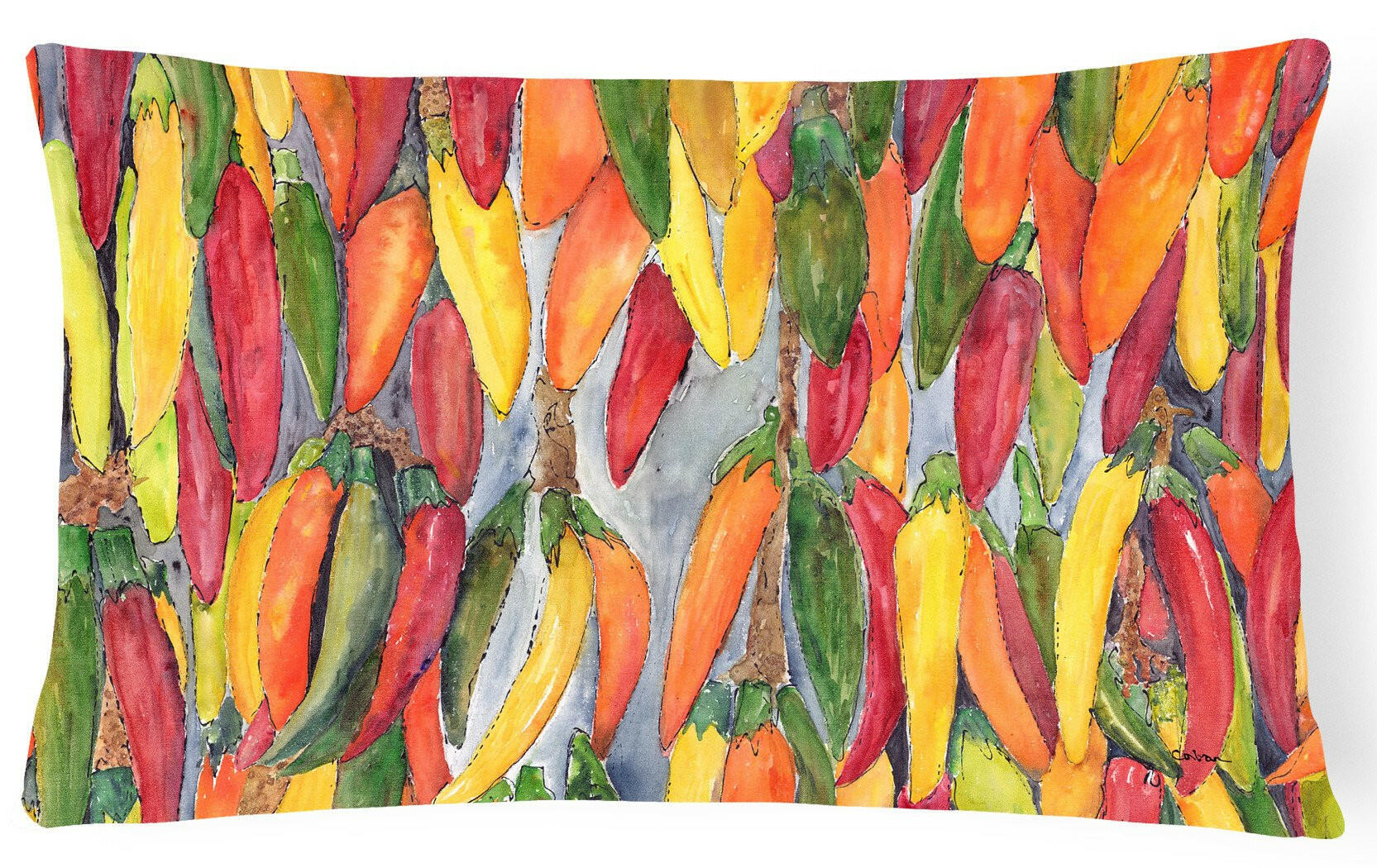 Hot Peppers   Canvas Fabric Decorative Pillow by Caroline's Treasures