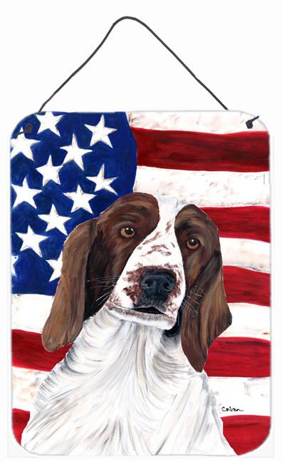 USA American Flag with Welsh Springer Spaniel Wall or Door Hanging Prints by Caroline's Treasures