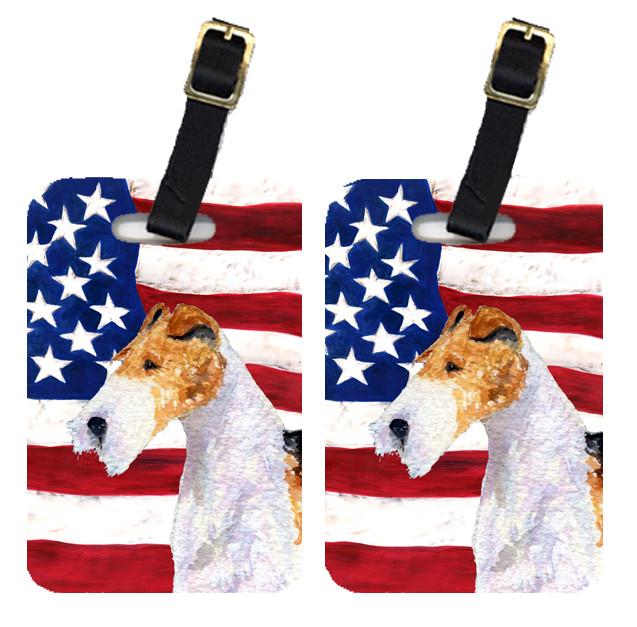 Pair of USA American Flag with Fox Terrier Luggage Tags SS4057BT by Caroline&#39;s Treasures