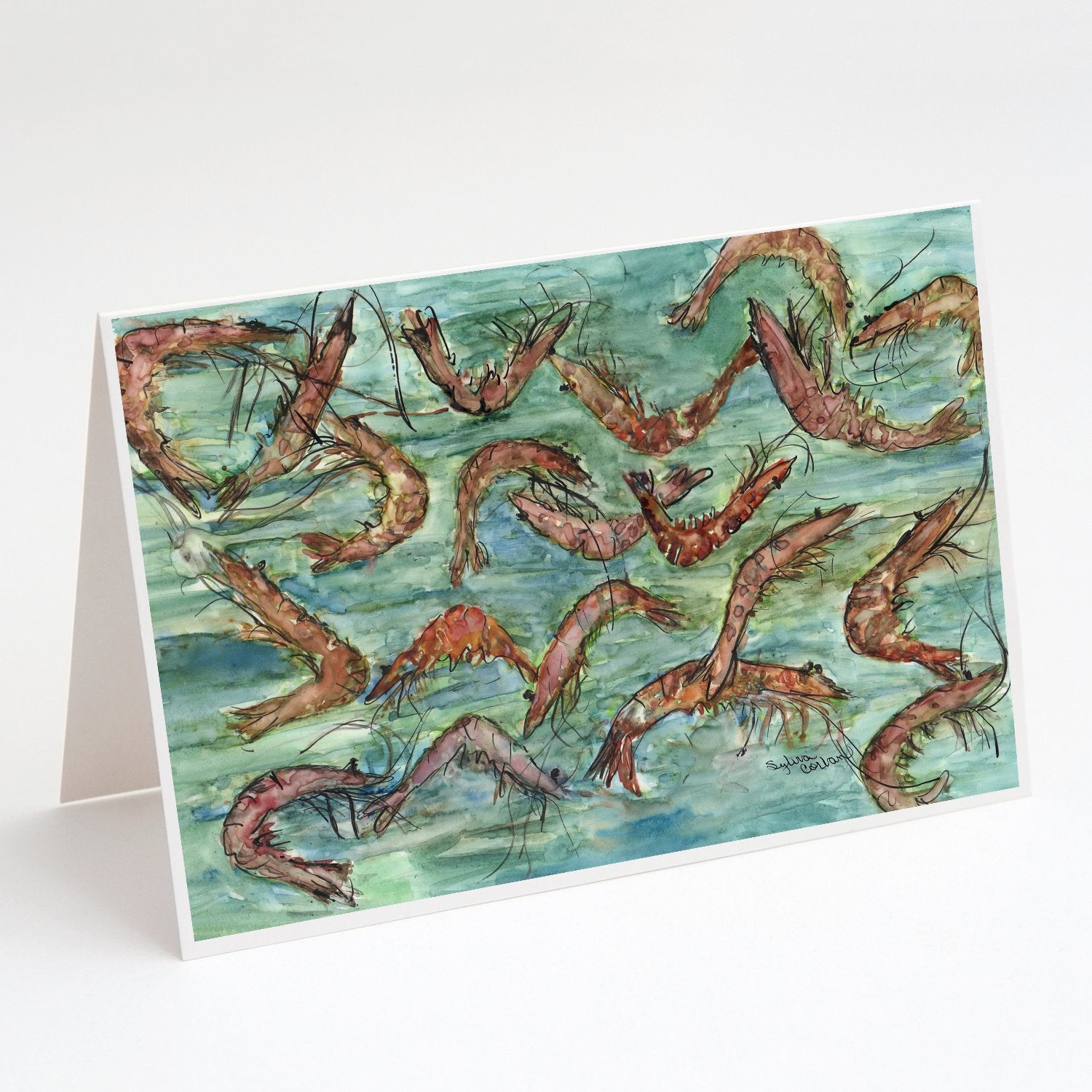 Buy this Catch of Shrimp Greeting Cards and Envelopes Pack of 8