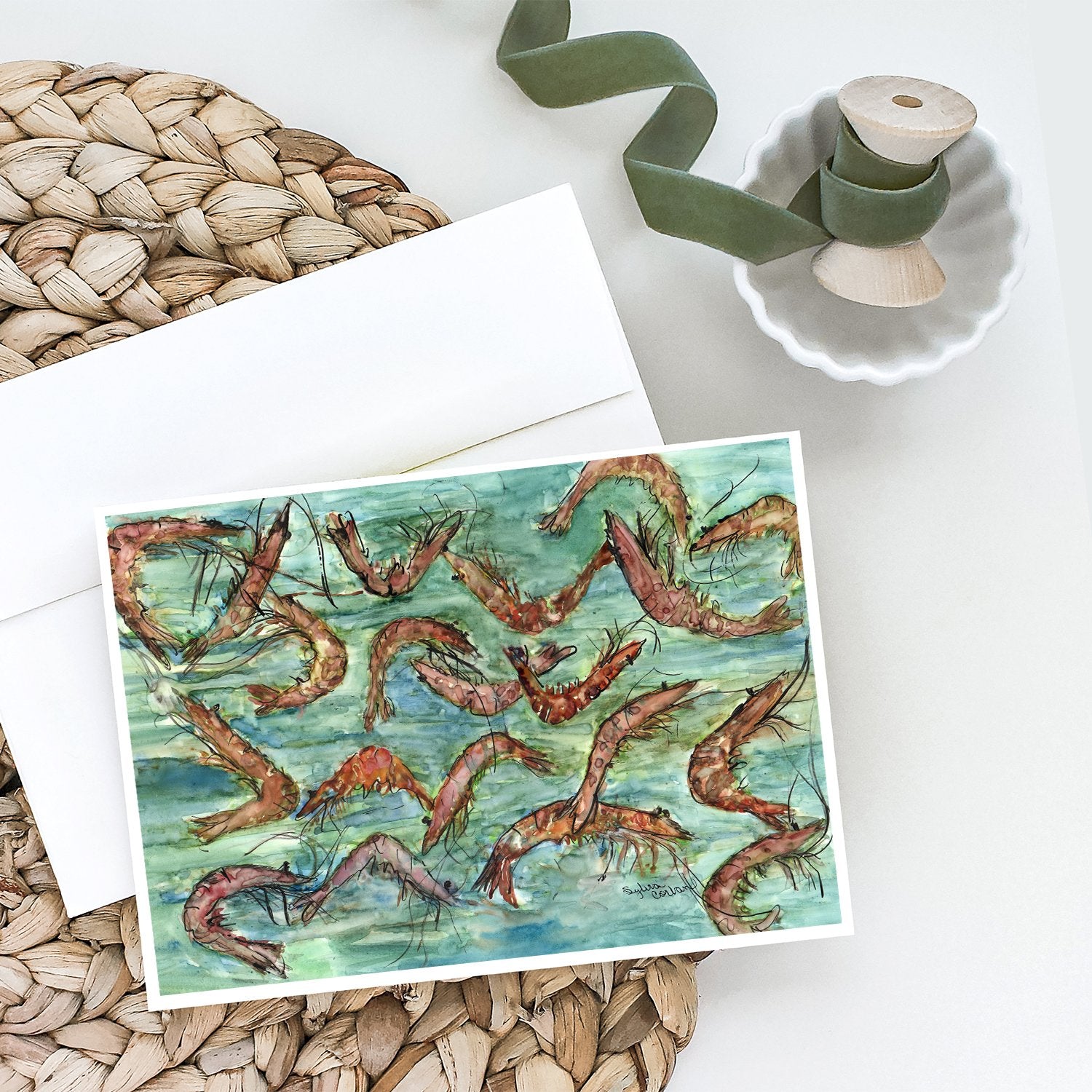 Catch of Shrimp Greeting Cards and Envelopes Pack of 8 - the-store.com