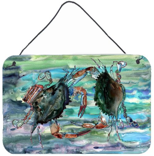 Watery Teal and Purple Crabs Wall or Door Hanging Prints 8954DS812 by Caroline's Treasures