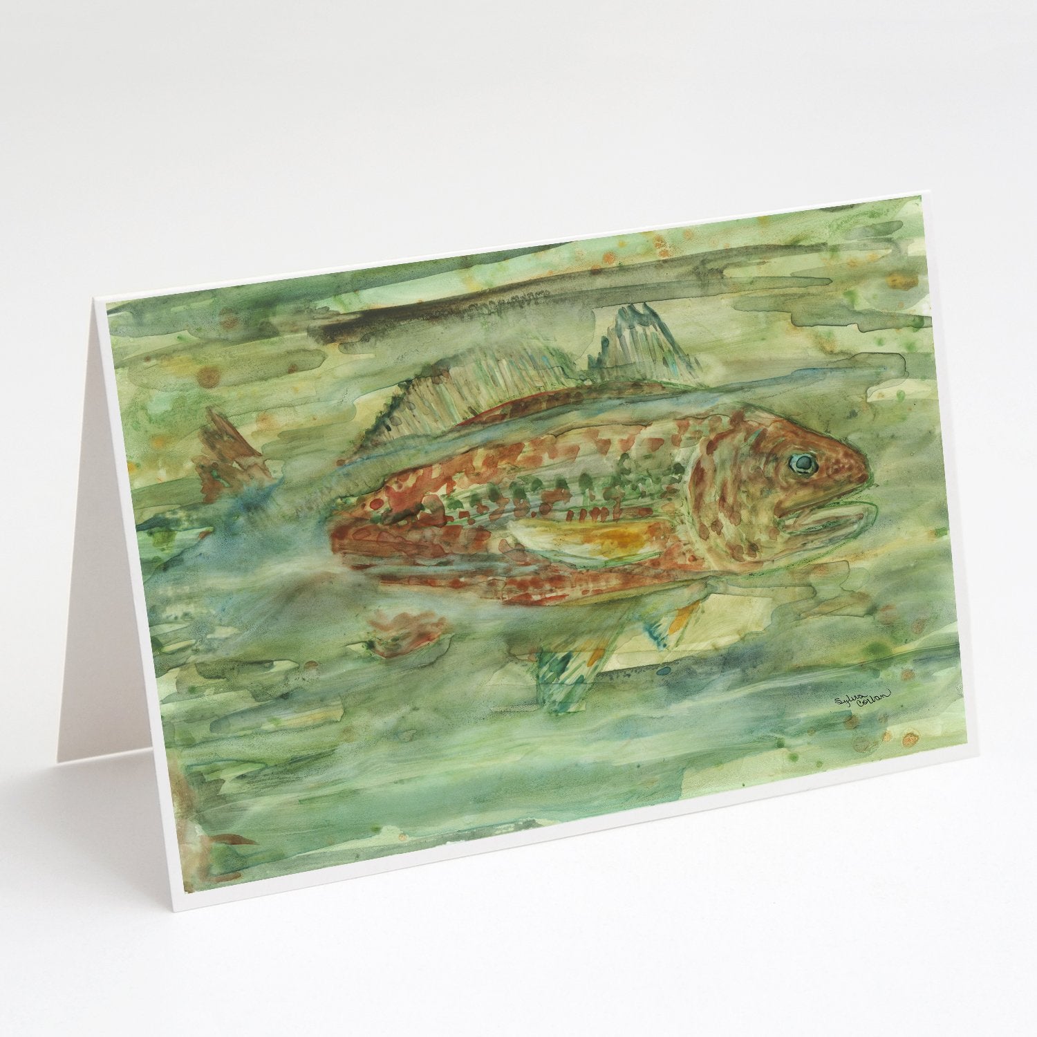 Buy this Abstract Red Fish Greeting Cards and Envelopes Pack of 8