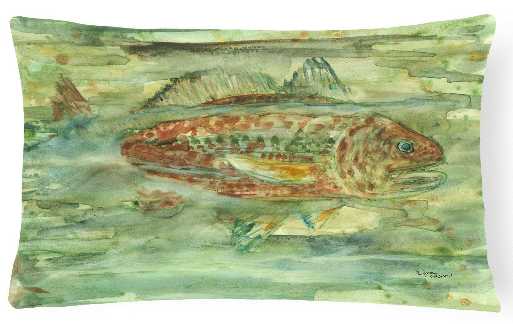 Abstract Red Fish Fabric Decorative Pillow 8960PW1216 by Caroline's Treasures