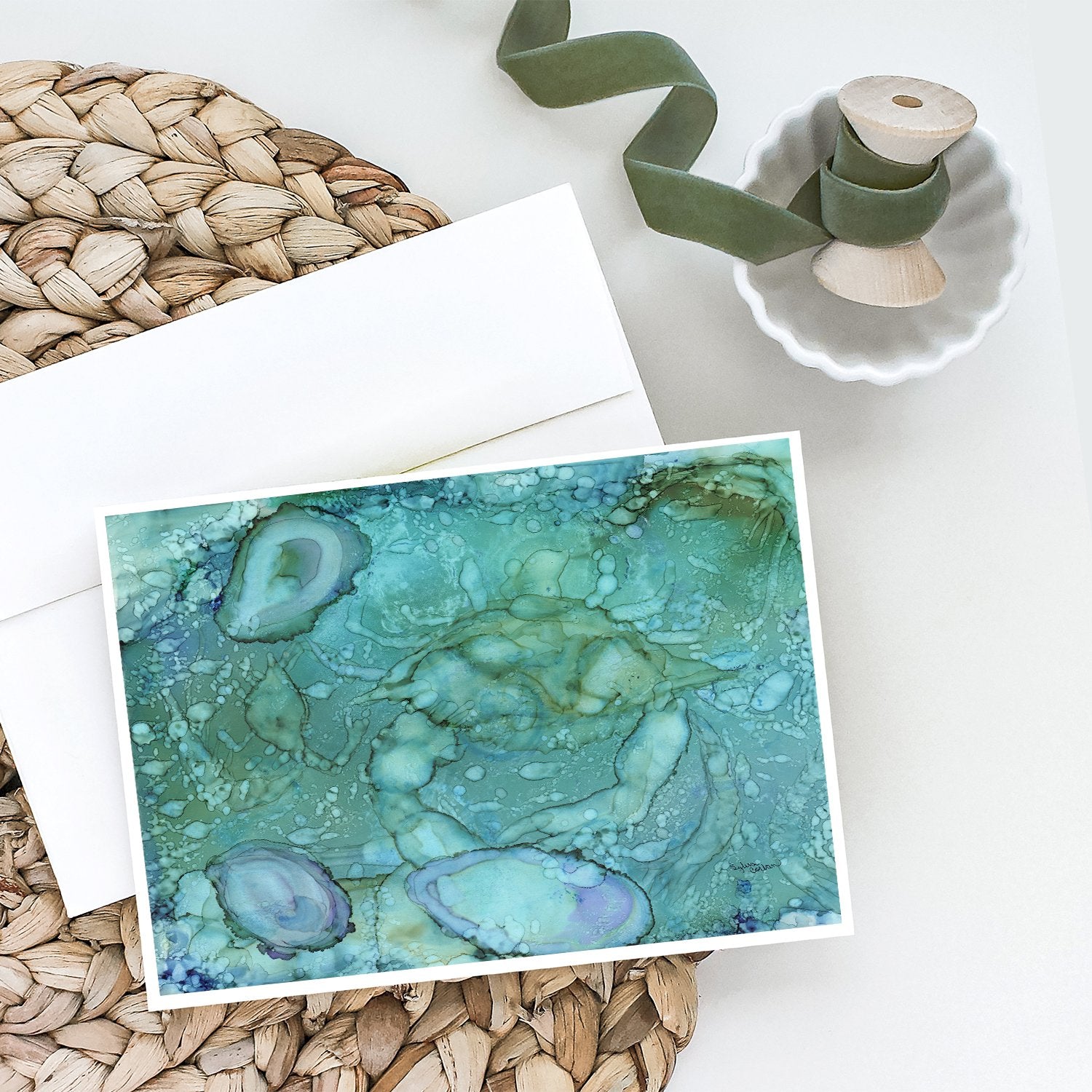 Buy this Abstract Crabs and Oysters Greeting Cards and Envelopes Pack of 8