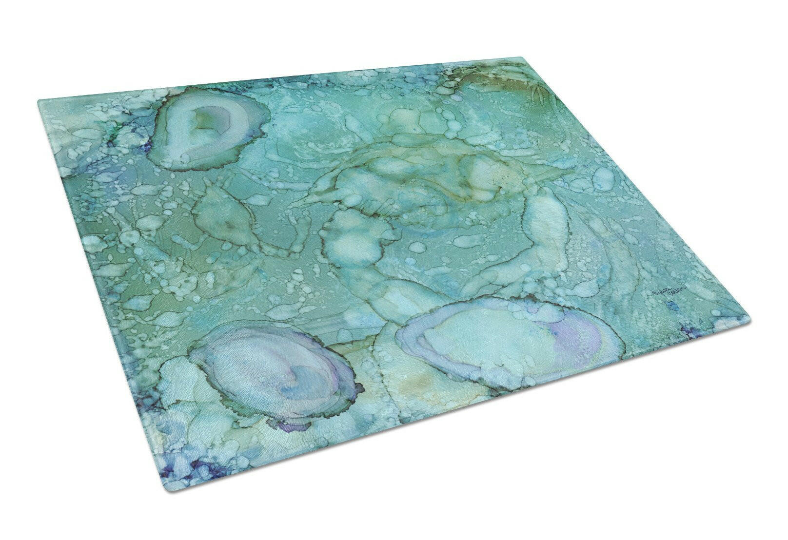 Abstract Crabs and Oysters Glass Cutting Board Large 8963LCB by Caroline's Treasures