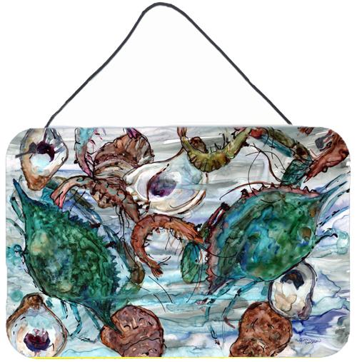 Shrimp, Crabs and Oysters in water Wall or Door Hanging Prints 8965DS812 by Caroline's Treasures