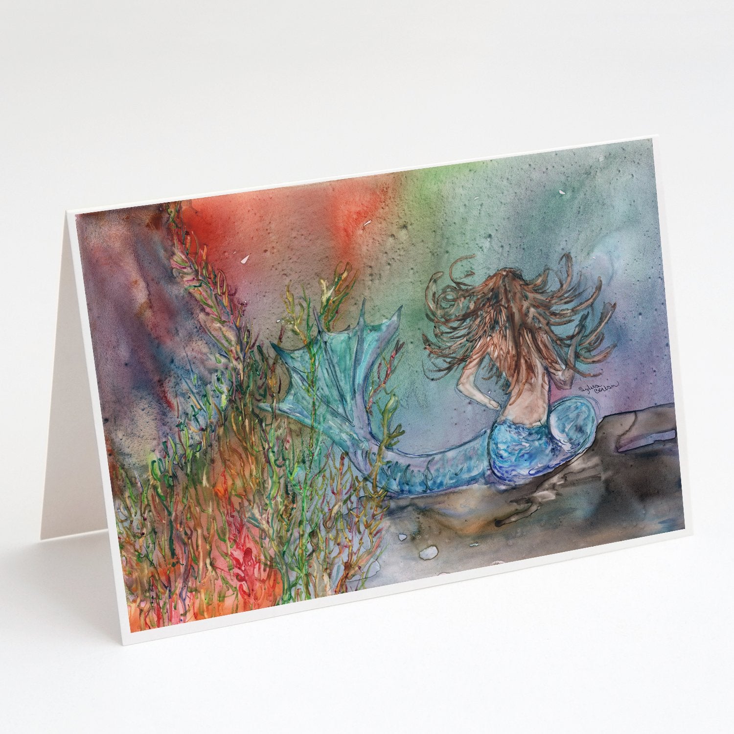 Buy this Brunette Mermaid Water Fantasy Greeting Cards and Envelopes Pack of 8