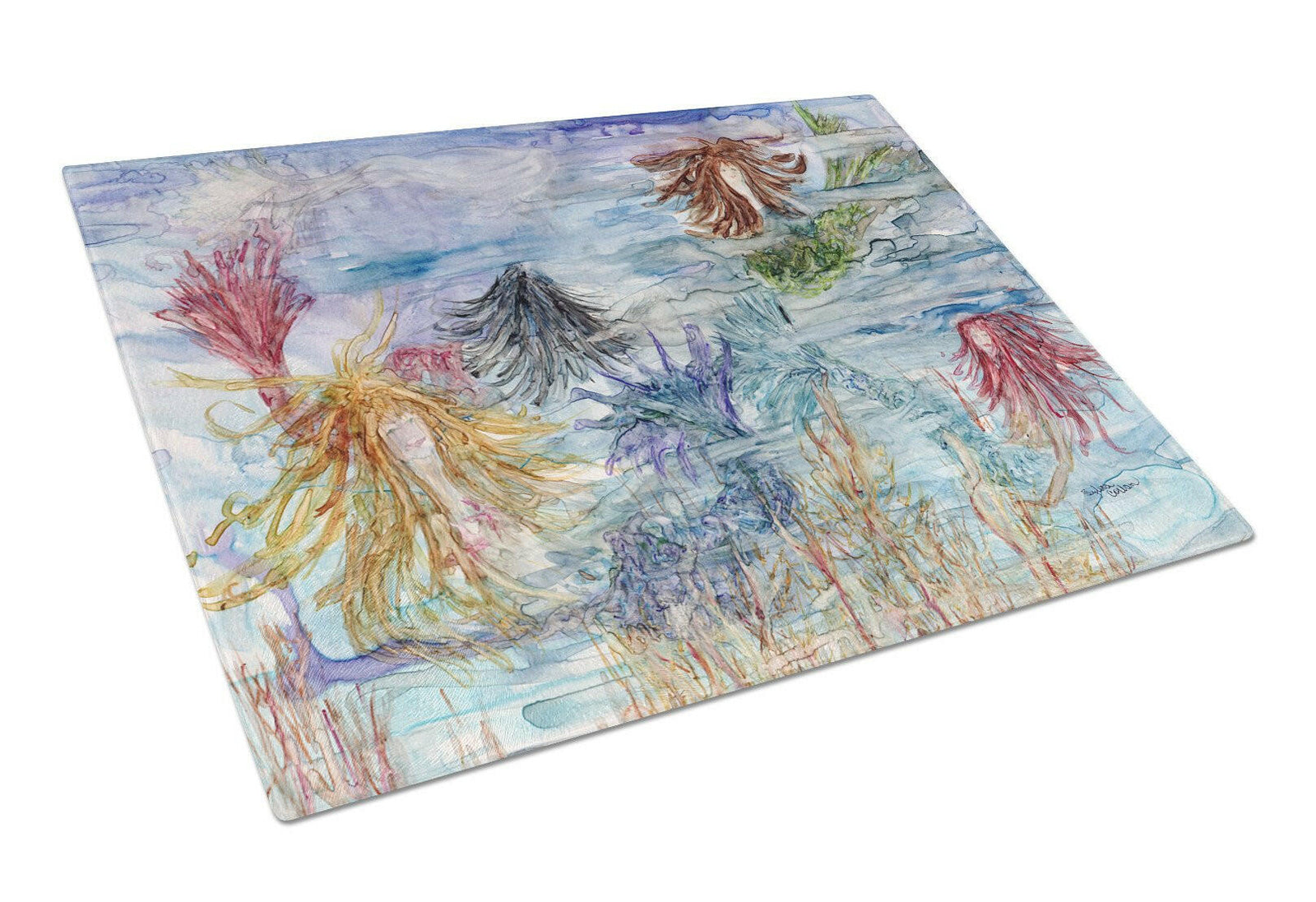 Abstract Mermaid Water Fantasy Glass Cutting Board Large 8975LCB by Caroline's Treasures
