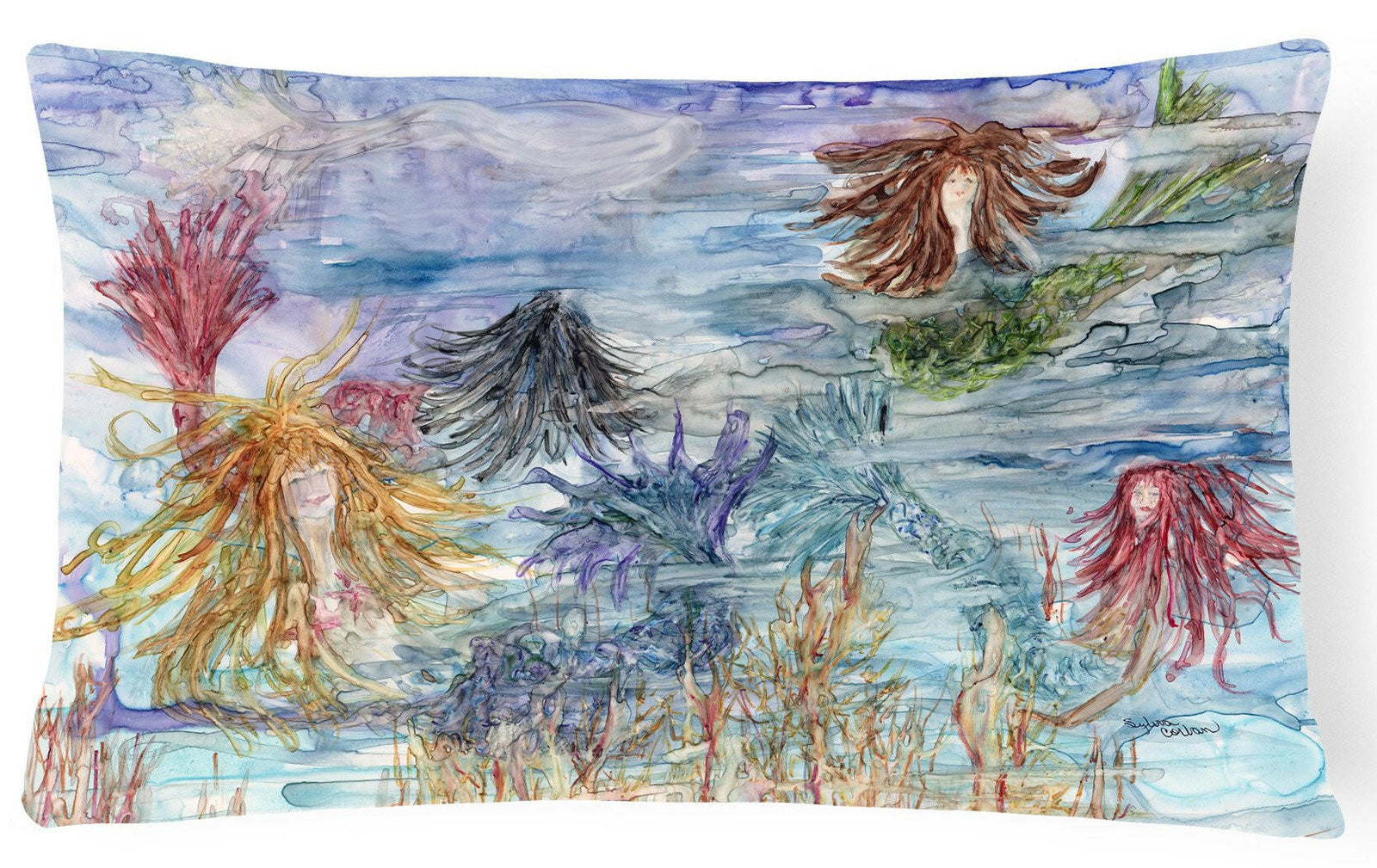 Abstract Mermaid Water Fantasy Fabric Decorative Pillow 8975PW1216 by Caroline's Treasures